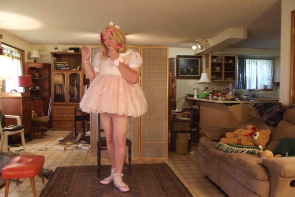 My VERY little girl pink  dress - LG but not baby.  I don't NEED diapers!  I'm a BIG girl.  Mama says so!, sissy,crossdress,, Adult Babies,Feminization,Sissy Fashion
