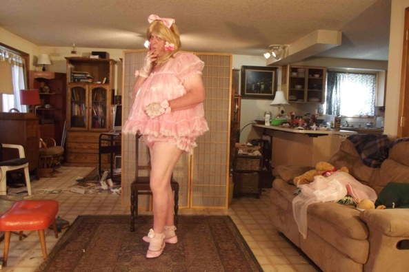 its Pink, its sheer and its baby - This is a Lacy Be'be dress, sissy,crossdress,, Adult Babies,Feminization,Dolled Up,Sissy Fashion