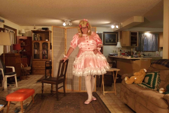 My Edwardian, below stairs dress -  pretty pink dress, sissy,crossdress,, Feminization,Sissy Fashion