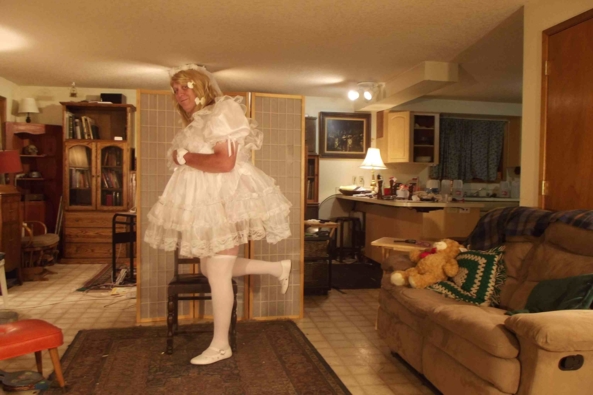 Another night in White - this dress is fashionable and comfortable, sissy,crossdress, Feminization,Dolled Up,Sissy Fashion