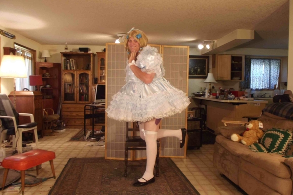 All Dressed Up.... - my favorite blue Party Dress, with an explosion of petticoats, sissy,crosdress, , Feminization,Dolled Up,Holiday,Sissy Fashion