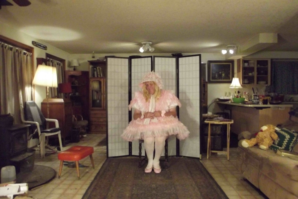 Poofy Pink and Prissy - I hope it doesn't show TOO much..., sissy,crossdress,, Feminization,Dolled Up,Sissy Fashion