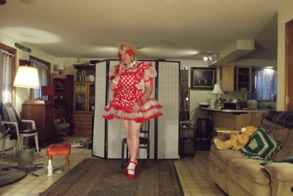 Red and naughty - I am such a tease, sissy,cross,dress,, Feminization,Dolled Up,Sissy Fashion