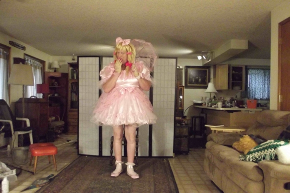 a pink confection I own - a lovely pink dress don't you think?, sissy,cross,dress,pink, Feminization,Dolled Up,Sissy Fashion