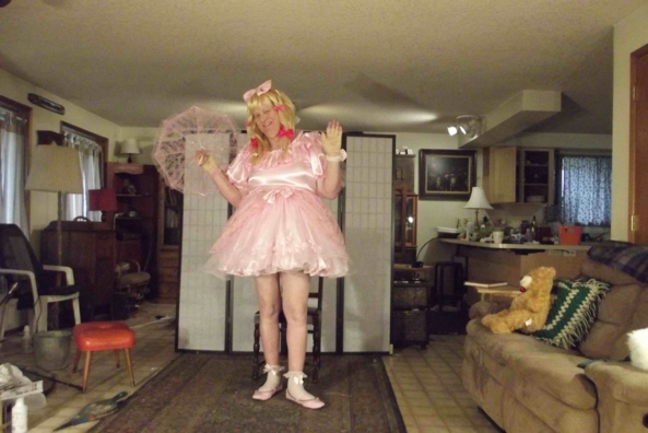 a pink confection I own - a lovely pink dress don't you think?, sissy,cross,dress,pink, Feminization,Dolled Up,Sissy Fashion