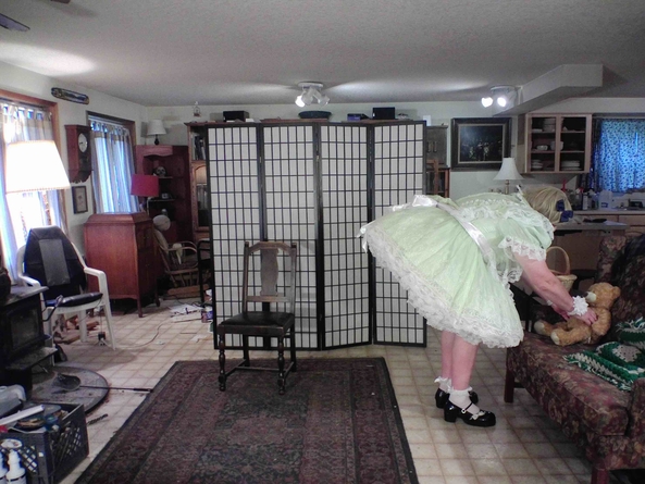 Spring for Autumn  - a favorite green  frock, sissy,spring,green,, Sissy Fashion,Dolled Up