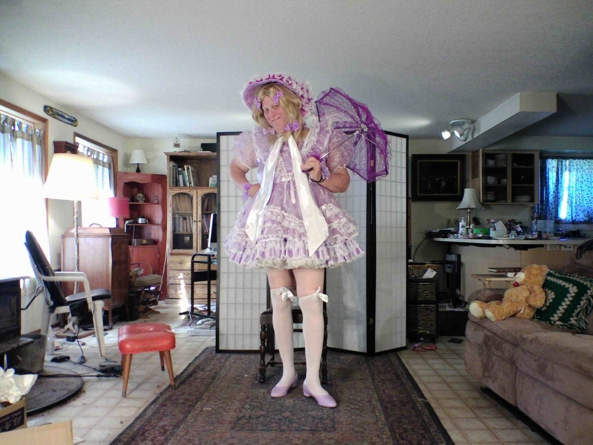 My  Easter dress and bonnet - I love this look, sissy,cross dress,party dress,, Feminization,Dolled Up,Sissy Fashion