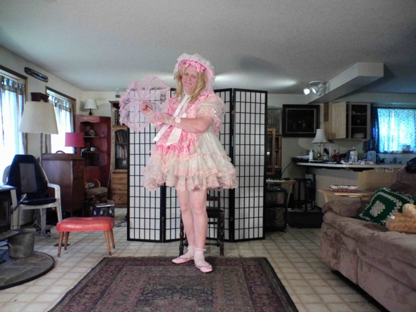 Pink Polka Dots for Easter - and a matching Easter Bonnet  :), sissy,crossdress,EasterBonnet; , Feminization,Holiday,Dolled Up,Sissy Fashion