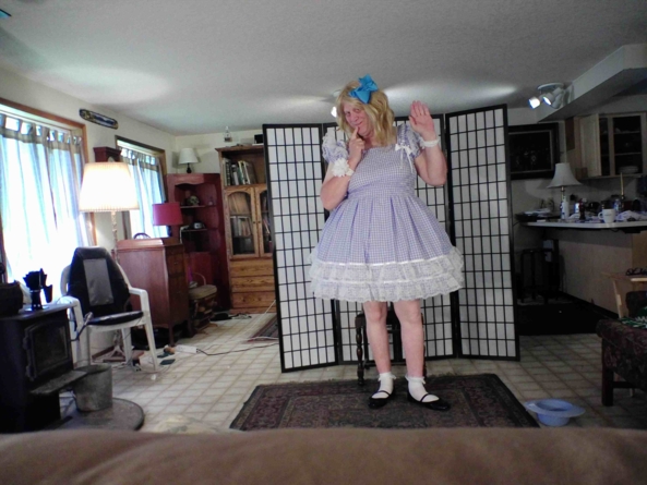 a Sun Dress for a lovely Spring Day - this is a Sun dress by a Canadian seamstress named Miss Debbie;  on eBay if you are interested, sissy,sundress,, Feminization,Sissy Fashion