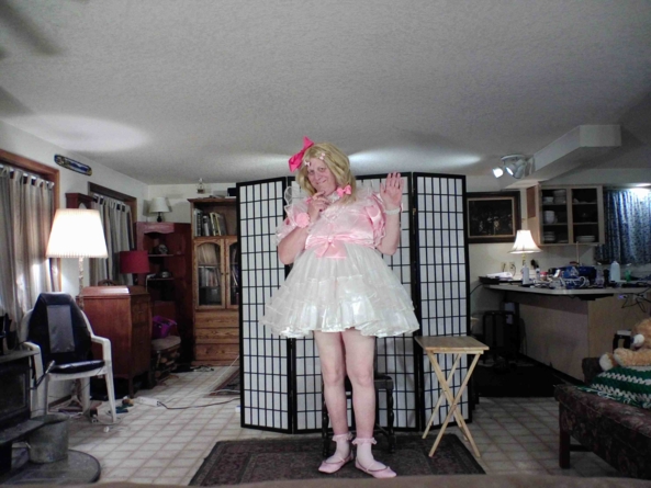 OOPS!  Second Try - Tissue Lace and Satin, sissy dress,, Feminization,Sissy Fashion
