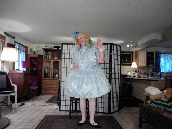 My blue and sheer lace Prom Dress - A little older but an important moment in life, sissy,prom_dress, Feminization,Dolled Up,Holiday