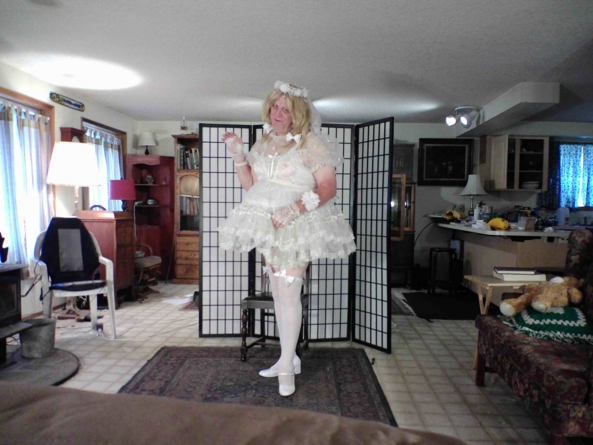 Adjust your trousers before you stand up boys. - My First Holy Communion Dress, sissy,communion dress,white,, Feminization,Dolled Up,Holiday,Wedding,Sissy Fashion