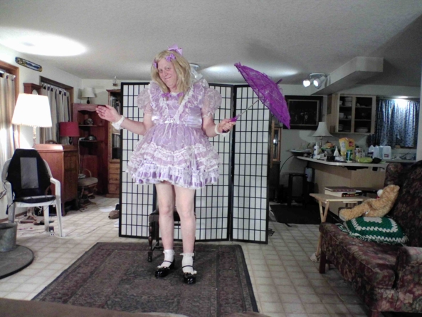 Lavender - Nothing special just a quiet evening dressed frilly , sissy,lavender, Feminization,Dolled Up,Sissy Fashion