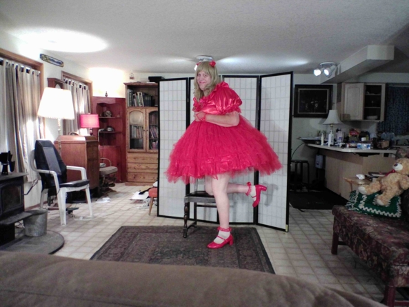 Another evening in Red, sissy,red,party_dress,, Feminization,Dolled Up,Sissy Fashion