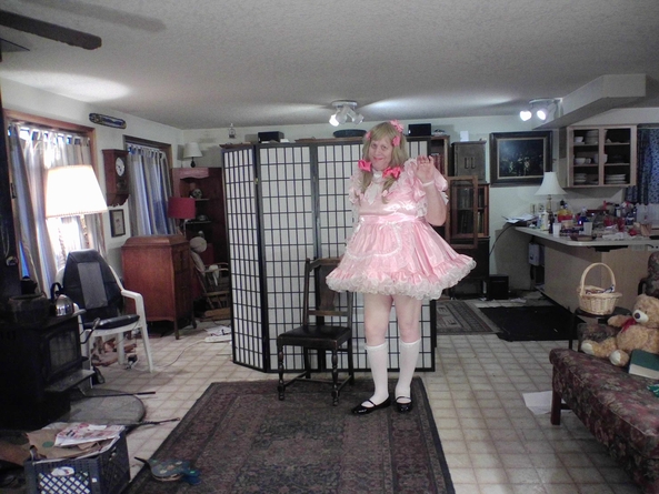 Stuck at home playing Dress-up - pink Victorian Maid, sissy,maid,, Dolled Up,Sissy Fashion,Feminization
