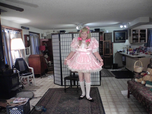 Stuck at home playing Dress-up - pink Victorian Maid, sissy,maid,, Dolled Up,Sissy Fashion,Feminization