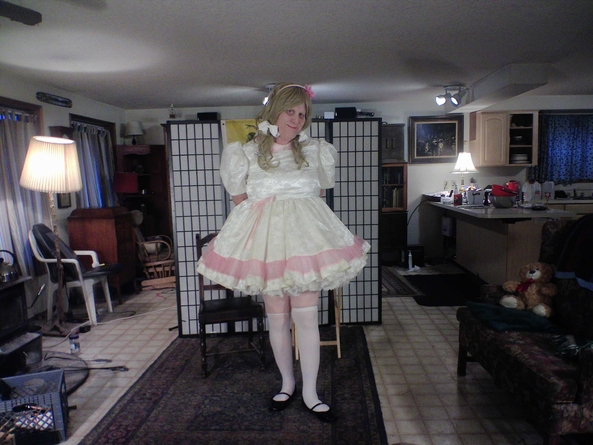 my favorite satin dress - I once did a video about my Victrola wearing this. Check my videos if interested, sissy,fashion, Feminization,Sissy Fashion