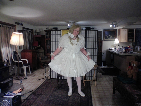one of my fav white dresses - see  the video for a different twist on sissy, sissy,fashion, Feminization,Sissy Fashion