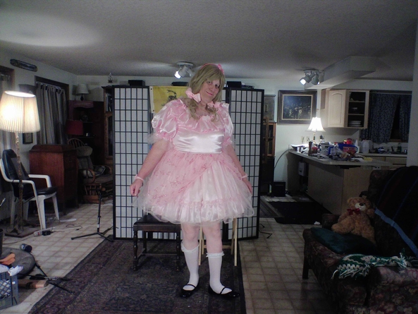my pink MGlamour Dress - I think this is the last one I got from her, sissy,fashion, Feminization,Sissy Fashion