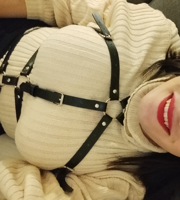 Who wants to touch them? - My breasts are so big ..., Breast harness BDSM , Bondage,Dolled Up,Breast Implants,Spankings,Sissy Fashion,Dominating Mistress Or Master,Feminization,Anal Sex