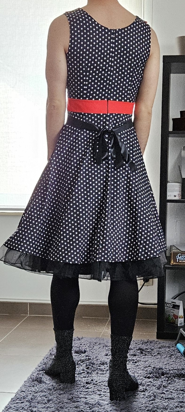 working from home - hey there friends, it's been a while. i was able to work from home today so i pulled some girlie outfit together :), dress,heels,petticoat,tights, Feminization