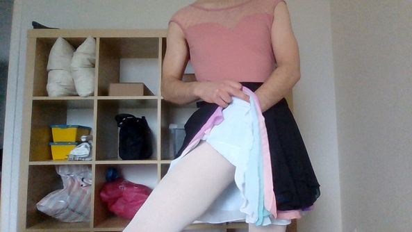 wear the rainbow - I'm wearing 11 different colour ballet skirts, ballet,leotard,skirt, Feminization,Dolled Up