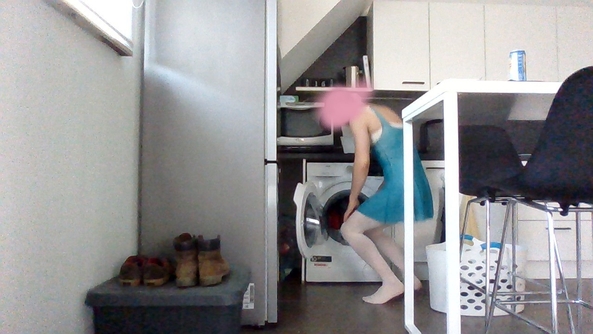 doing chores - wearing girly things while doing chores makes them less dull., ballet,leotard,skirt, Feminization,Dolled Up