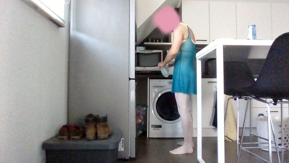 doing chores - wearing girly things while doing chores makes them less dull., ballet,leotard,skirt, Feminization,Dolled Up