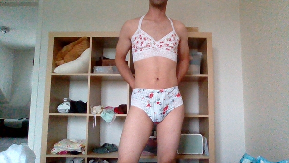 feeling girly today - I bought some new lingerie. I'm trying it on with a nice dress and petticoat., dress,stockings,lingerie, Sissy Fashion,Dolled Up,Feminization