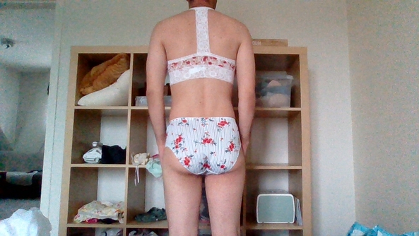 feeling girly today - I bought some new lingerie. I'm trying it on with a nice dress and petticoat., dress,stockings,lingerie, Sissy Fashion,Dolled Up,Feminization