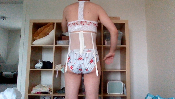 feeling girly today - I bought some new lingerie. I'm trying it on with a nice dress and petticoat., dress,stockings,lingerie, Sissy Fashion,Dolled Up,Feminization