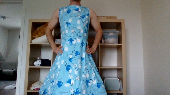 feeling girly today - I bought some new lingerie. I'm trying it on with a nice dress and petticoat., dress,stockings,lingerie, Sissy Fashion,Dolled Up,Feminization