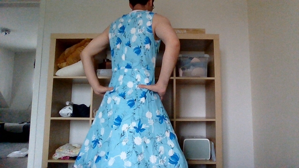 feeling girly today - I bought some new lingerie. I'm trying it on with a nice dress and petticoat., dress,stockings,lingerie, Sissy Fashion,Dolled Up,Feminization