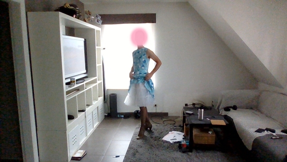 feeling girly today - I bought some new lingerie. I'm trying it on with a nice dress and petticoat., dress,stockings,lingerie, Sissy Fashion,Dolled Up,Feminization