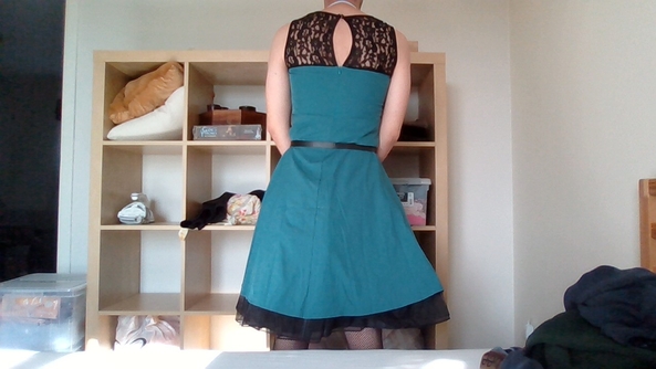 leotard and dress combo - dressing up is fun :) I tried another leotard and dress combo. this time with fishnets and heels. Do you like the dress up process? any suggestions? what else should i do?, ballet,petticoat,dress,heels,leotard, Feminization,Sissy Fashion,Dolled Up