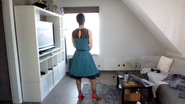 leotard and dress combo - dressing up is fun :) I tried another leotard and dress combo. this time with fishnets and heels. Do you like the dress up process? any suggestions? what else should i do?, ballet,petticoat,dress,heels,leotard, Feminization,Sissy Fashion,Dolled Up