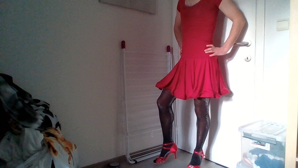 dressing up on Christmas eve - I love shiny pantyhose., dress,pantyhose,lingerie, Sissy Fashion,Dolled Up,Feminization