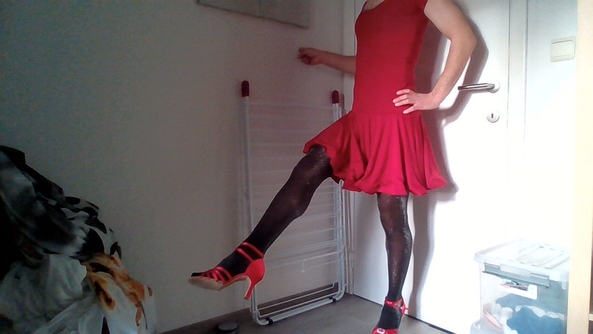 dressing up on Christmas eve - I love shiny pantyhose., dress,pantyhose,lingerie, Sissy Fashion,Dolled Up,Feminization
