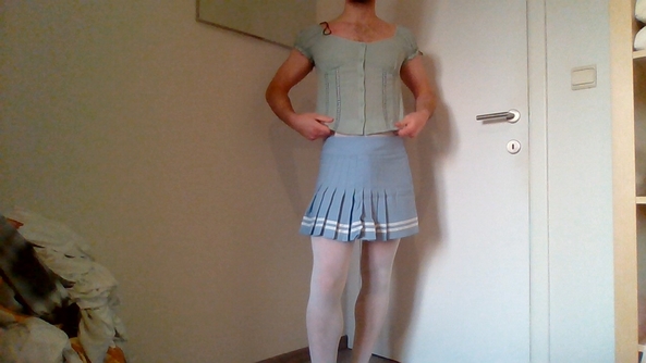 new outfit - does it work?, skirt,pantyhose,top, Feminization,Dolled Up