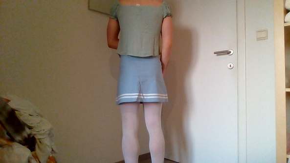 new outfit - does it work?, skirt,pantyhose,top, Feminization,Dolled Up