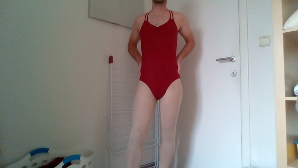 red cotton ballet leotard with some skirts, ballet,leotard,skirt, Sissy Fashion,Feminization