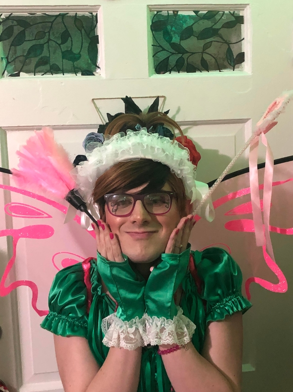 The Softest, Frilliest Belated Birthday Party Ever - My fourth time dressing up, same outfit as 2021 except I have a second petticoat on now instead of one, and nylons!, Fairy Maid,Softest Birthday Party Ever,Maidvelia,Kiragirl,Thumbelina,Femboy,The Maid Store,Sissy Kiss Boutique,The Dominatrix Store,Birchplace Shop, Dolled Up,Fairytale,Sissy Fashion,Str8 Orientation