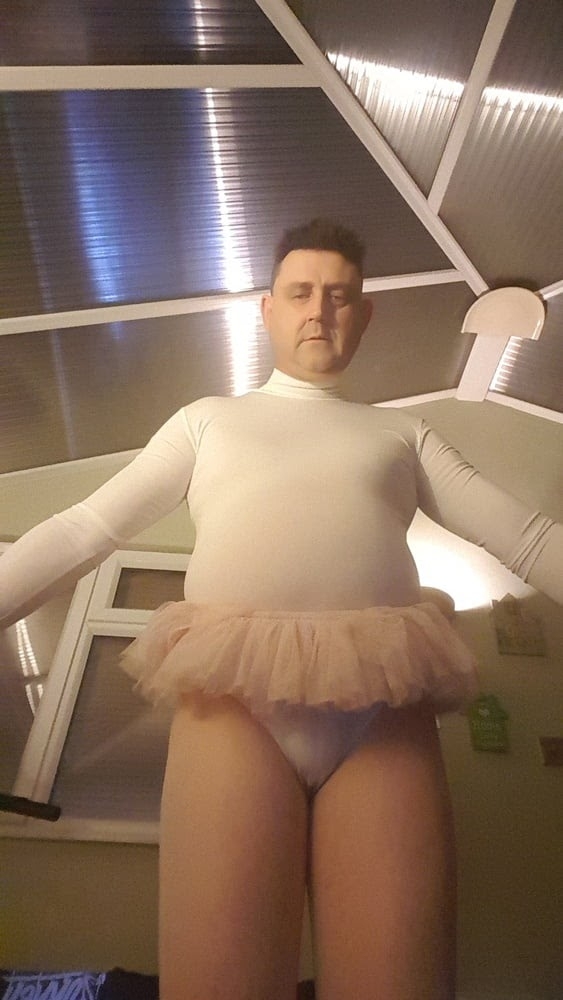 ballerina sissy - white turtleneck leotard, ballerina leotard, Sissy Fashion