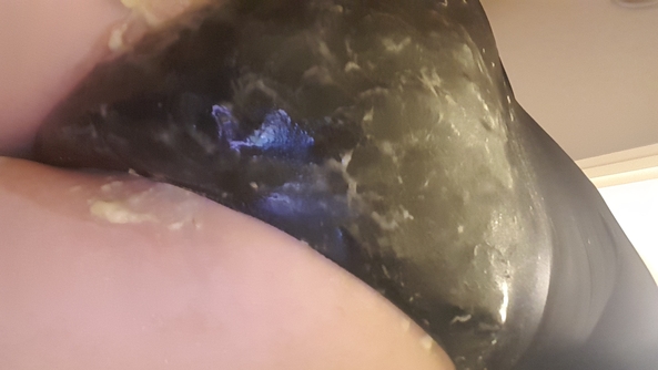 black leotard splosher - filling my leotard with  mashed up bananas, leotard sploshing, Masterbation