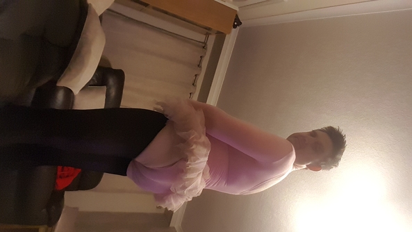leotard and tights - pink leotard over black tights, ballerina, Sissy Fashion