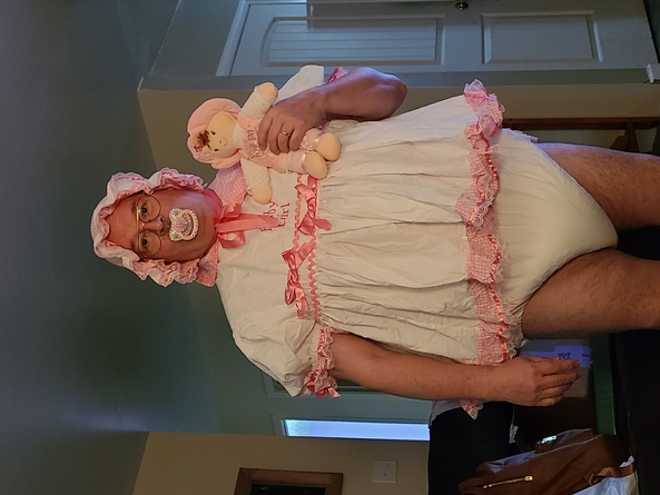 Mommy's Sissy Baby Girl - This is me in my pretty dress with my dolly.  , Sissy,Diapers,Dress,Pacifier,Baby,Forced, Adult Babies,Feminization,Sissy Fashion,Diaper Lovers,Bad Boy To Good Girl,Dolled Up