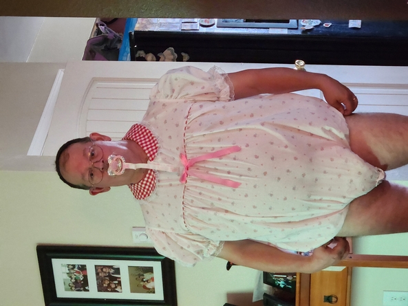 My New Romper - This is my new romper.  My Mommy likes that it has snaps at the crotch just like a baby girl's romper would have.  She wants all my new friends to enjoy how I look wearing it. , Romper,Sissy,Baby,Diapers,Pacifier, Adult Babies,Feminization,Sissy Fashion,Wetting The Bed,Diaper Lovers,Bad Boy To Good Girl,Dolled Up
