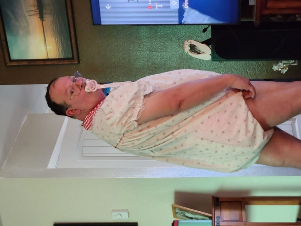 My New Romper - This is my new romper.  My Mommy likes that it has snaps at the crotch just like a baby girl's romper would have.  She wants all my new friends to enjoy how I look wearing it. , Romper,Sissy,Baby,Diapers,Pacifier, Adult Babies,Feminization,Sissy Fashion,Wetting The Bed,Diaper Lovers,Bad Boy To Good Girl,Dolled Up