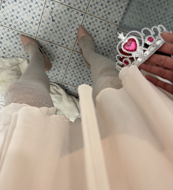  My Sissy Princess Outfit🥰💖 - Sissy Princess Outfit👑💖: Pink Dress, White Bra, White Stockings, Panties, Pink High Heels, Princess Crown✨, Princess Sissy Outfit Dress High Heels Pink Stockings Panties Bra Lingerie, Feminization,Sissy Fashion,Identity Swap,Fairytale,Dolled Up,Bad Boy To Good Girl