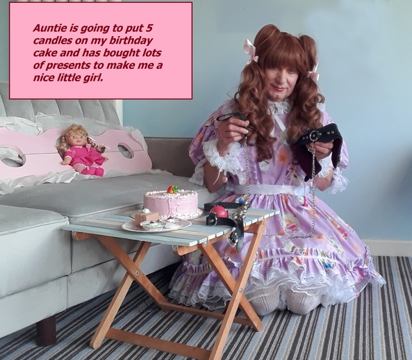Birthday Party - Auntie has bought me lots of presents to show off to her friends so they can see what an obedient little girl I am., Sissy girl,dummy,nappy,baby reins,collars and leads, Adult Babies,Feminization,Slow Change,Sex Toys,Sissy Fashion,Diaper Lovers